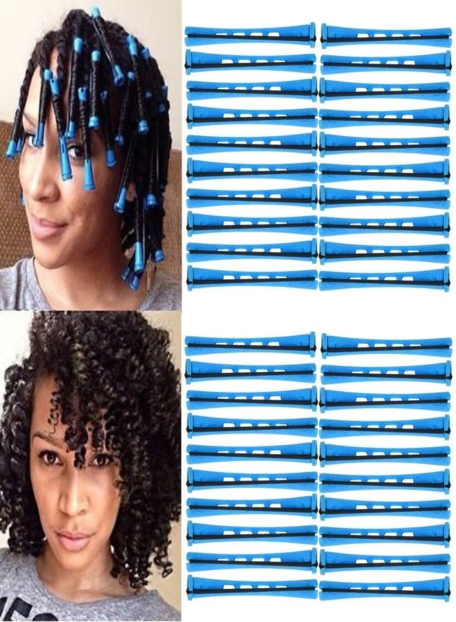 ALIABSION 40Pcs Small Perm Rods for Short Hair Blue Cold Wave Rod Hair Perming Rods Plastic Heatless Perm Rollers Hair Curlers for Women Hairdressing (Blue, 0.35inch) - Image 1